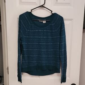 Mudd Green Crew Neck Sweater with Textured Stripes